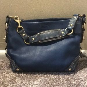 Navy Blue “Carly” Leather Coach Purse